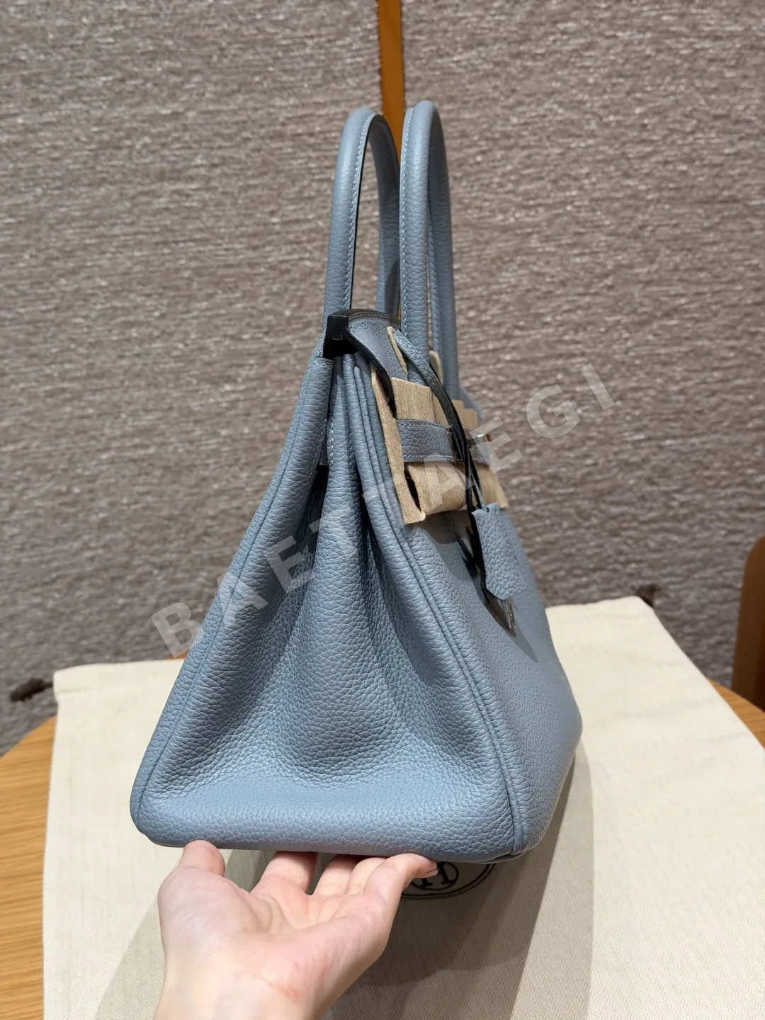 에르메스 버킨 30 린넨블루 토고 가죽 가방 상세 이미지 3