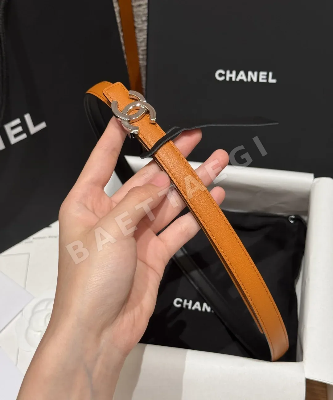 샤넬 더블 C 버클 가죽 벨트 상세 이미지 4
