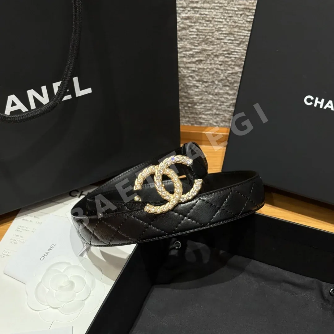 샤넬 더블 C 메탈 로고 램스킨 벨트 상세 이미지 2