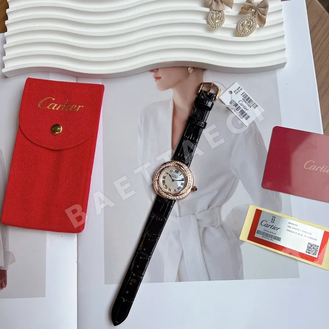 까르띠에 시계 로즈골드 사파이어 글라스 화이트 레플리카 42826 Cartier