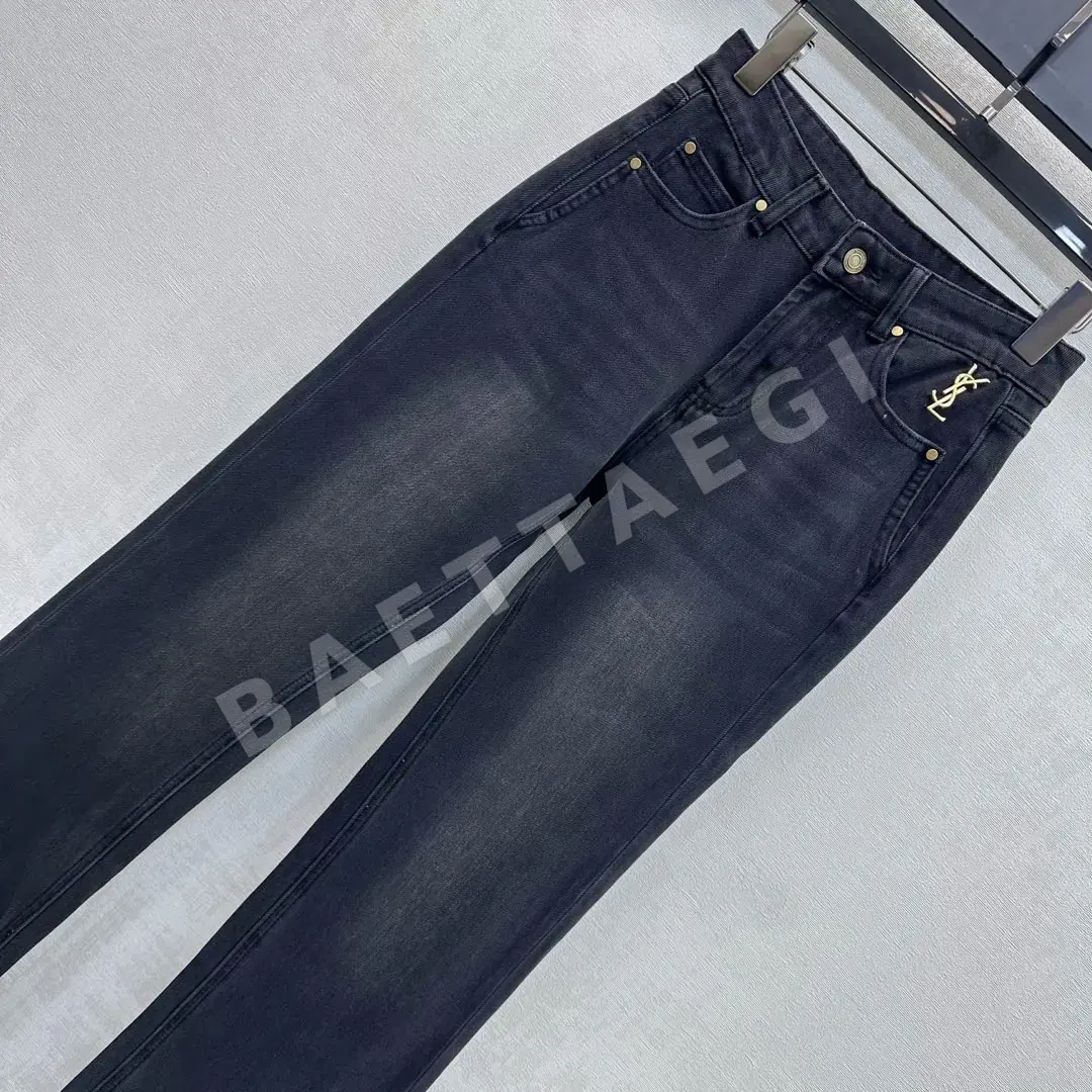 생로랑 플레어 스트레치 데님 여성 바지 상세 이미지 2