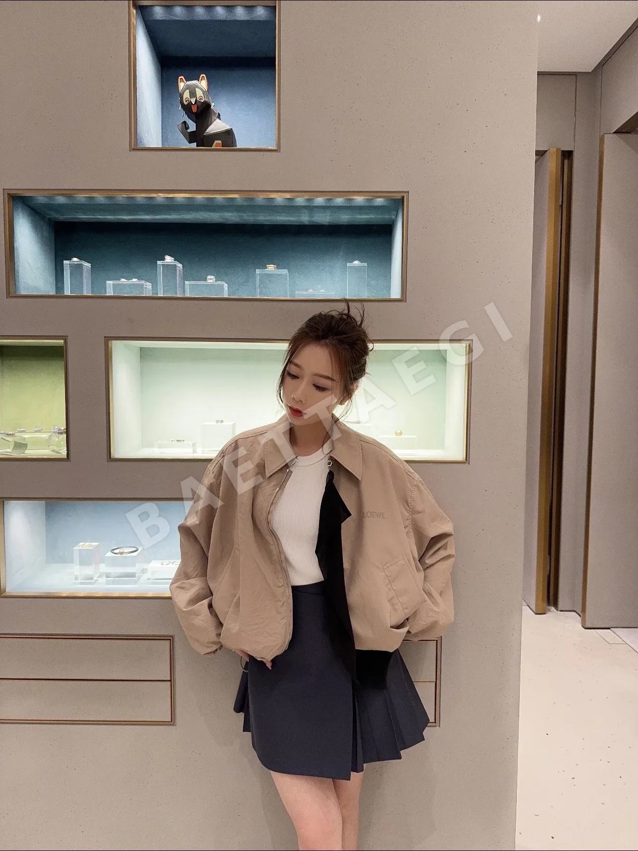 로에베 패치워크 카키 여성 자켓 상세 이미지 8