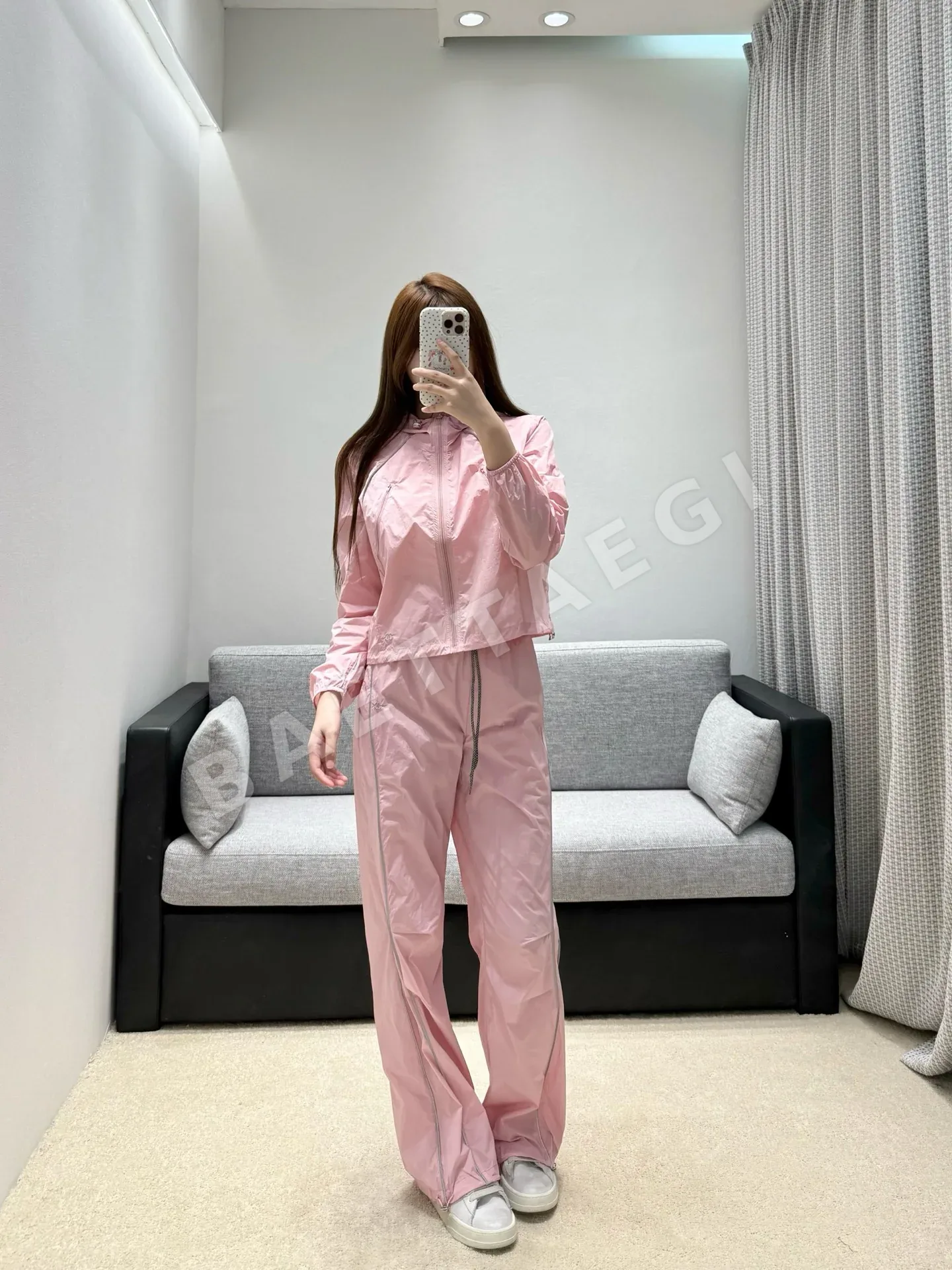 샤넬 크롭 후드 재킷 와이드 팬츠 세트 103655