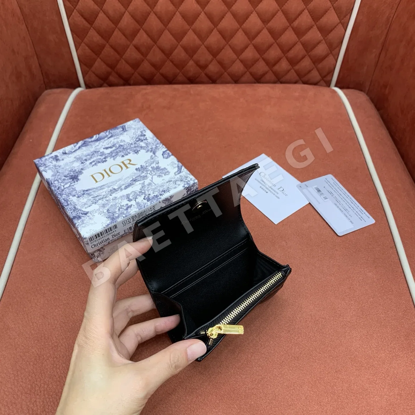 디올 까나쥬 CD 로고 송아지가죽 카드홀더 지갑 상세 이미지 7