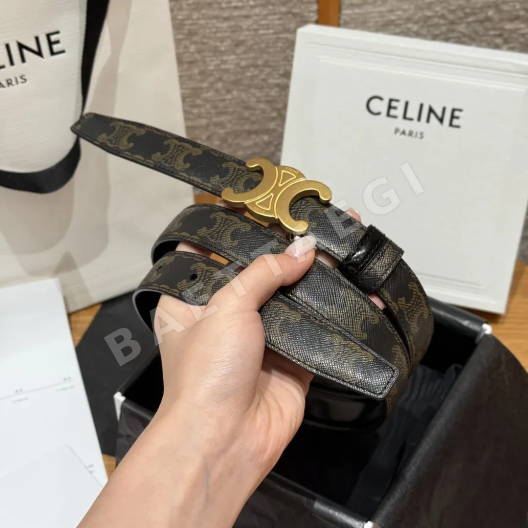 셀린느 TRIOMPHE 버클 양면 가죽 벨트 상세 이미지 2