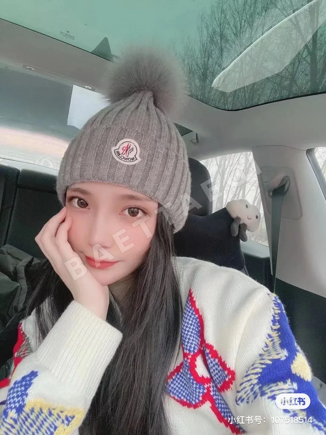 몽클레르 캐시미어 울 여우털 방울 니트모자 상세 이미지 5