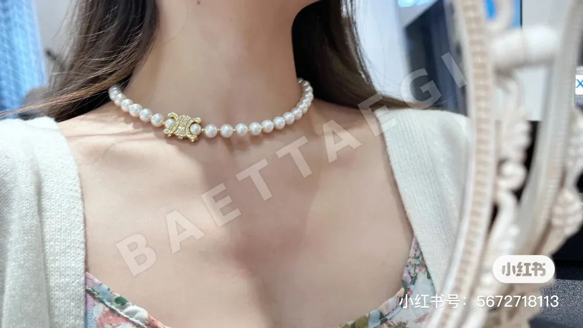 셀린느 개선문 다이아몬드 진주 목걸이 상세 이미지 2