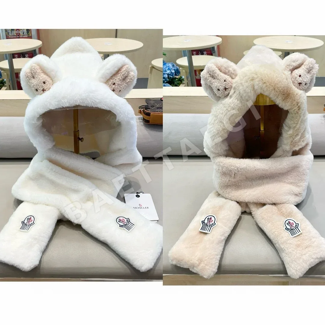 몽클레르 곰 캐릭터 여성용 플리스 안감 모자 세트 상세 이미지 5