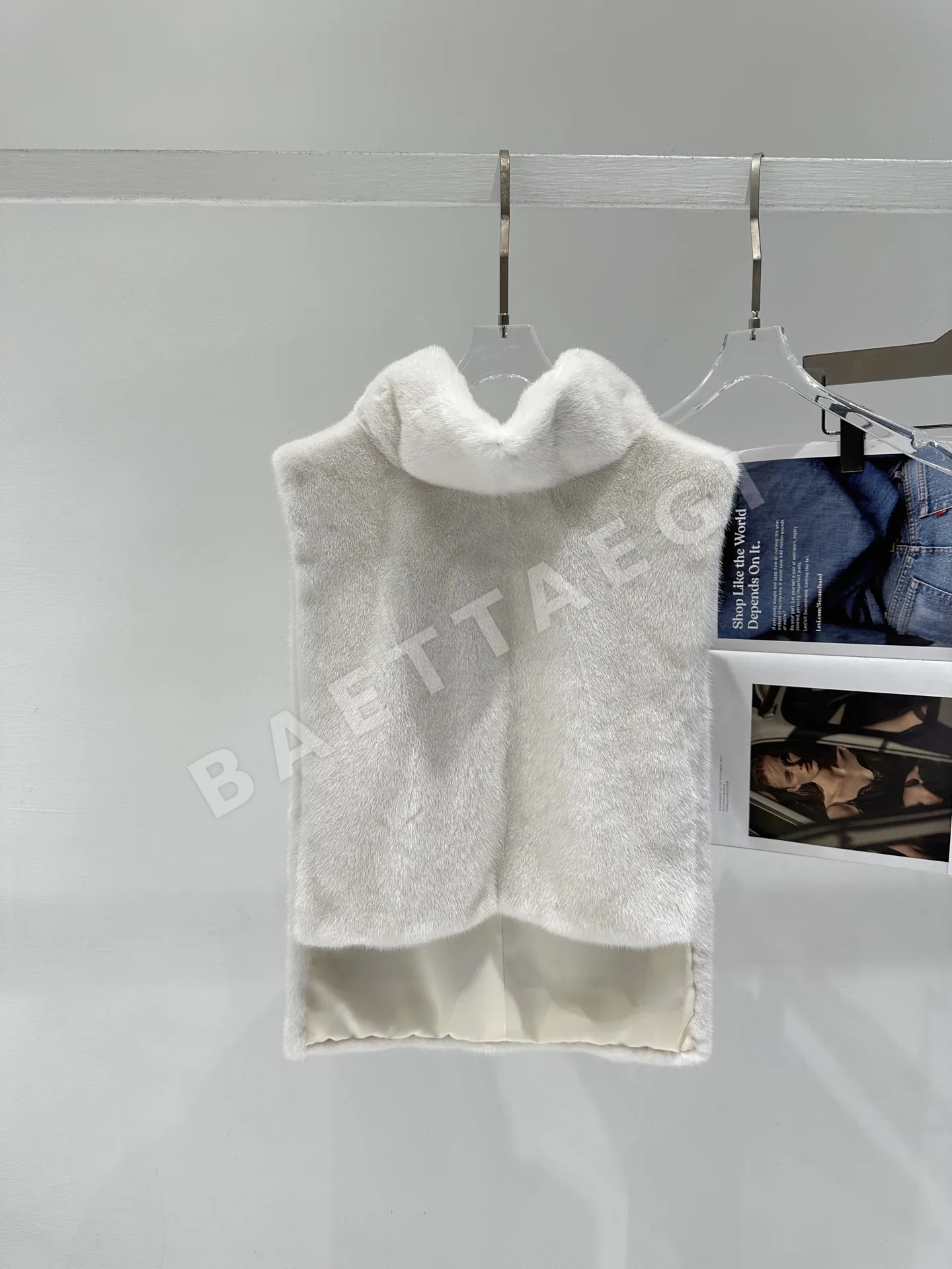 더로우 밍크 숄 여성 조끼 상세 이미지 2