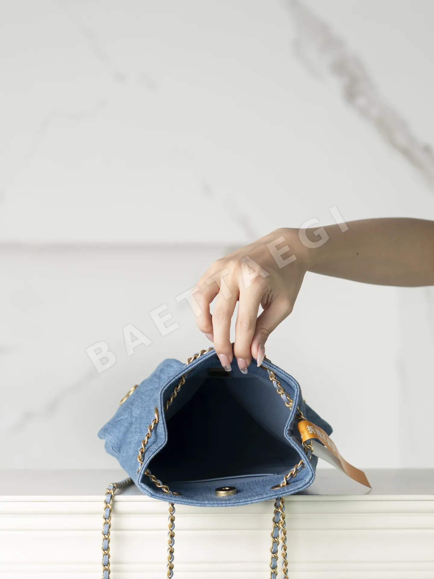 샤넬 데님 골드 장식 백팩 상세 이미지 8