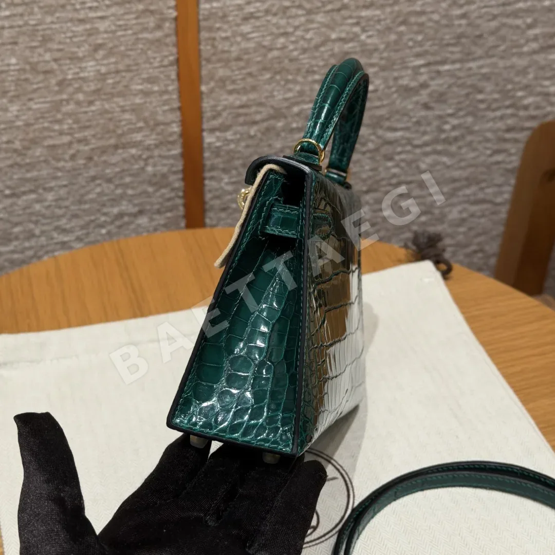에르메스 미니 켈리 2 에메랄드 그린 아리게이터 가방 상세 이미지 4