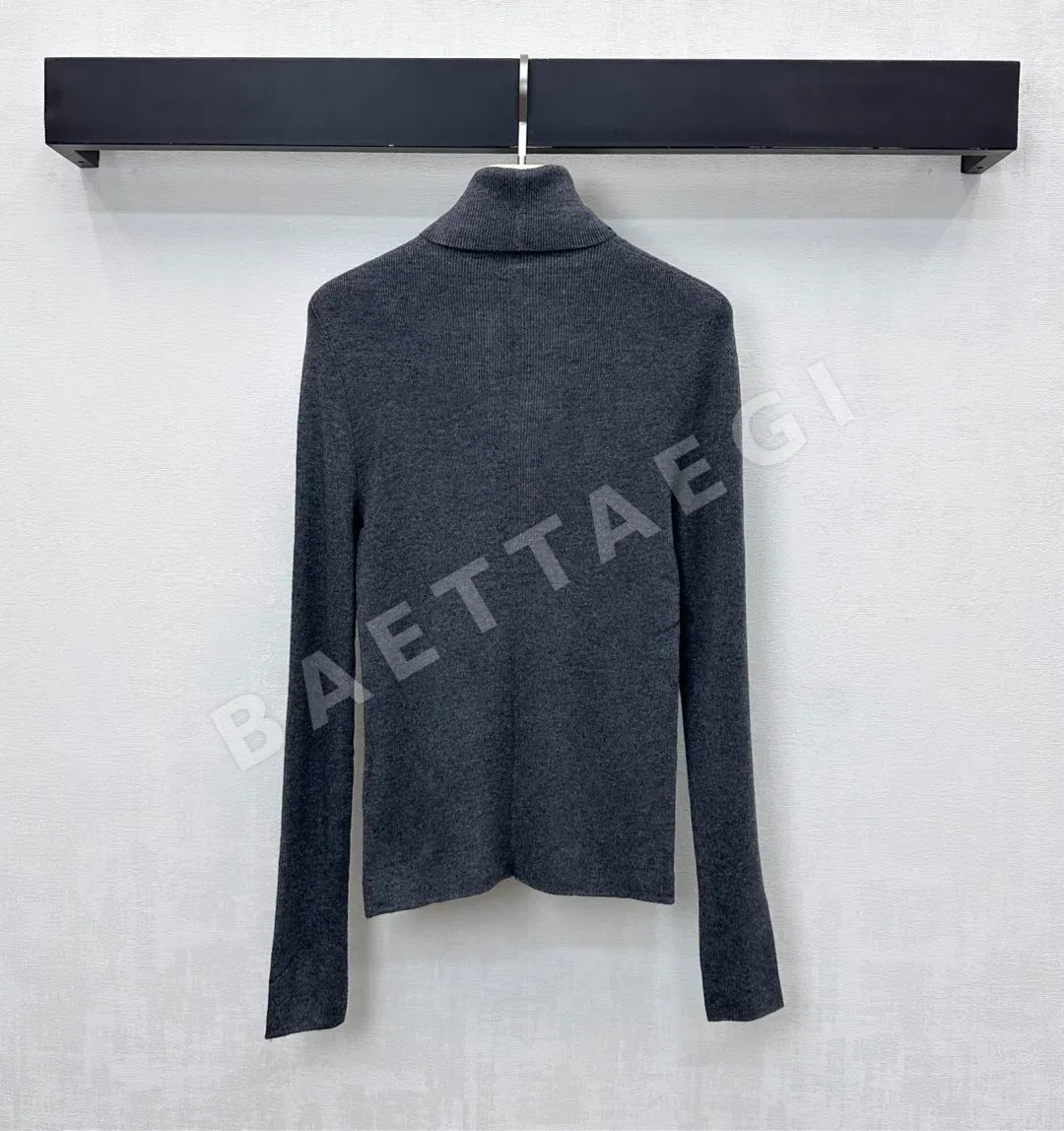 생로랑 로고 자수 울 하이넥 긴팔티셔츠 상세 이미지 5