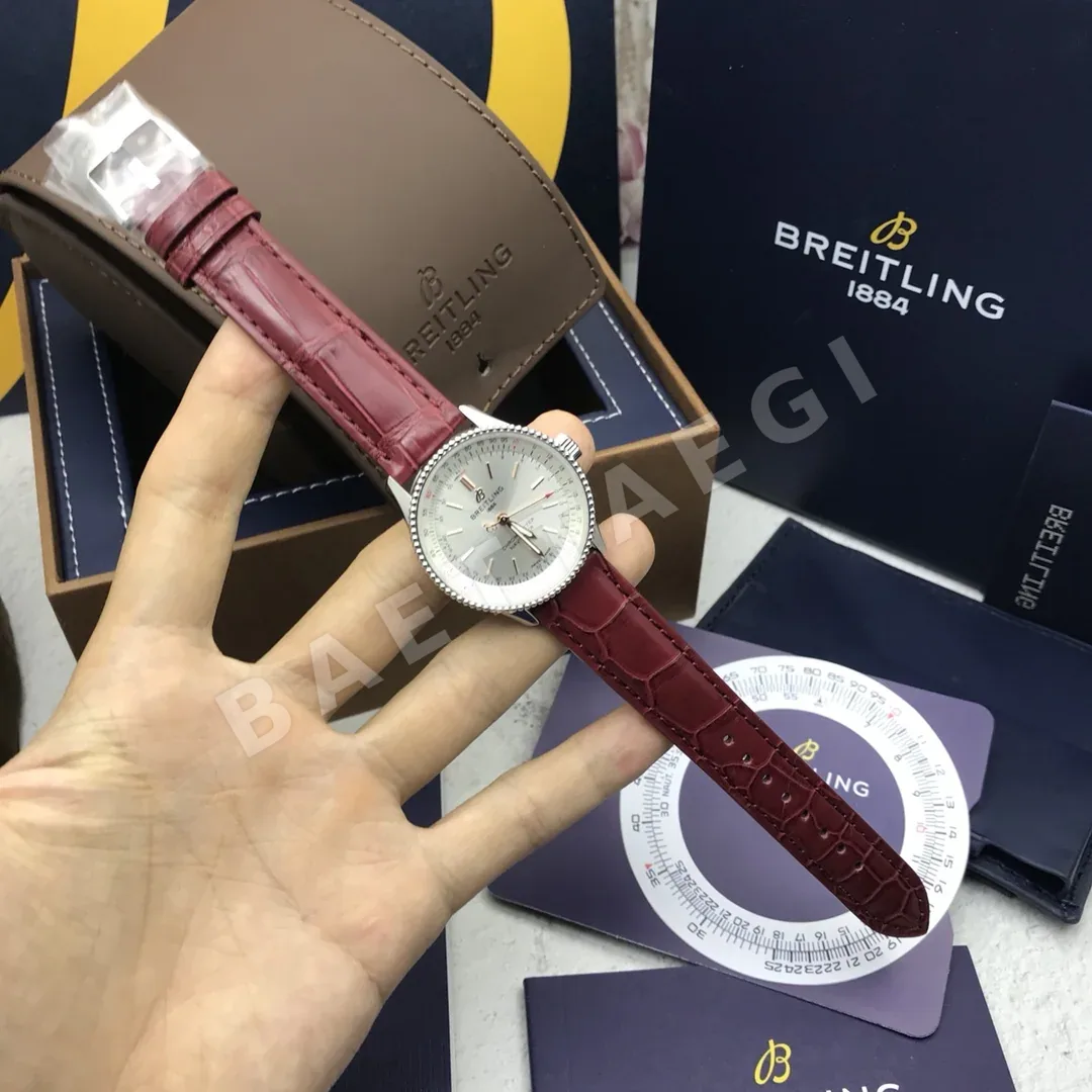 브라이틀링 자동 가죽 스트랩 시계 상세 이미지 2
