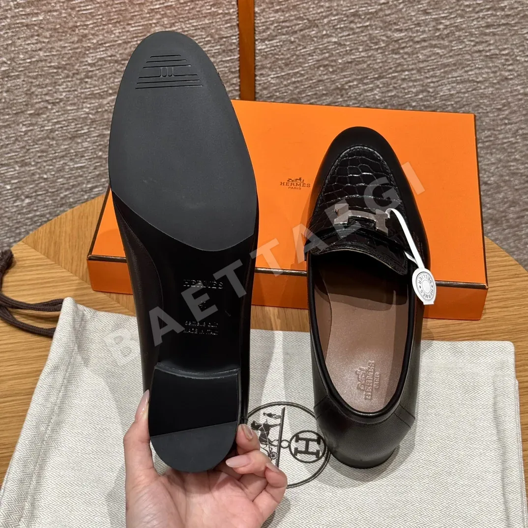 에르메스 파리 로퍼 블랙 가죽 실버 버클 상세 이미지 7