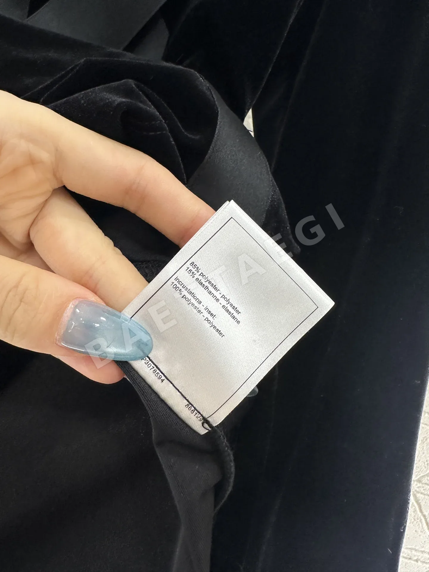 샤넬 스위트하트 넥 벨벳 리본 장식 긴팔 탑 상세 이미지 8