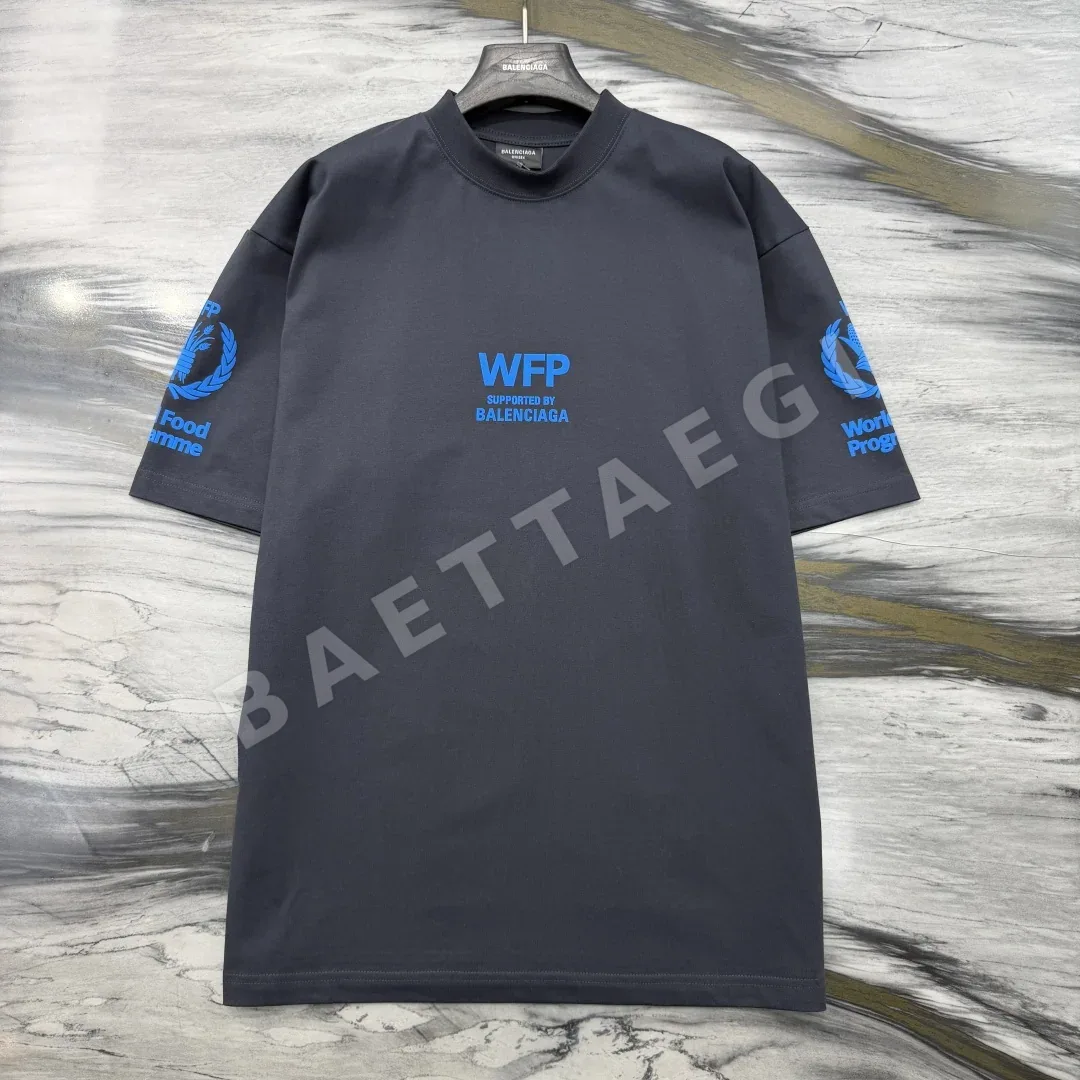 발렌시아가 WFP 프린트 코튼 라운드넥 반팔 니트 상세 이미지 4