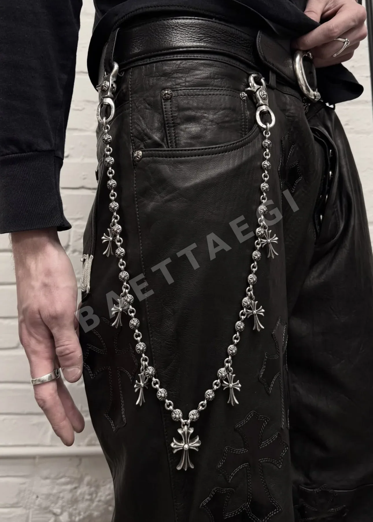 크롬하츠 더블 랍스터 클라스프 크로스형 실버 키링 163280