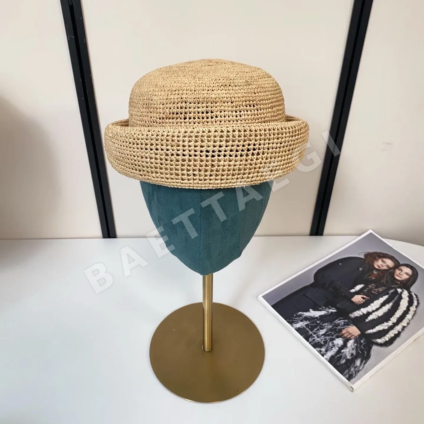 로로피아나 라피아 크로셰 베레모 모자 상세 이미지 10