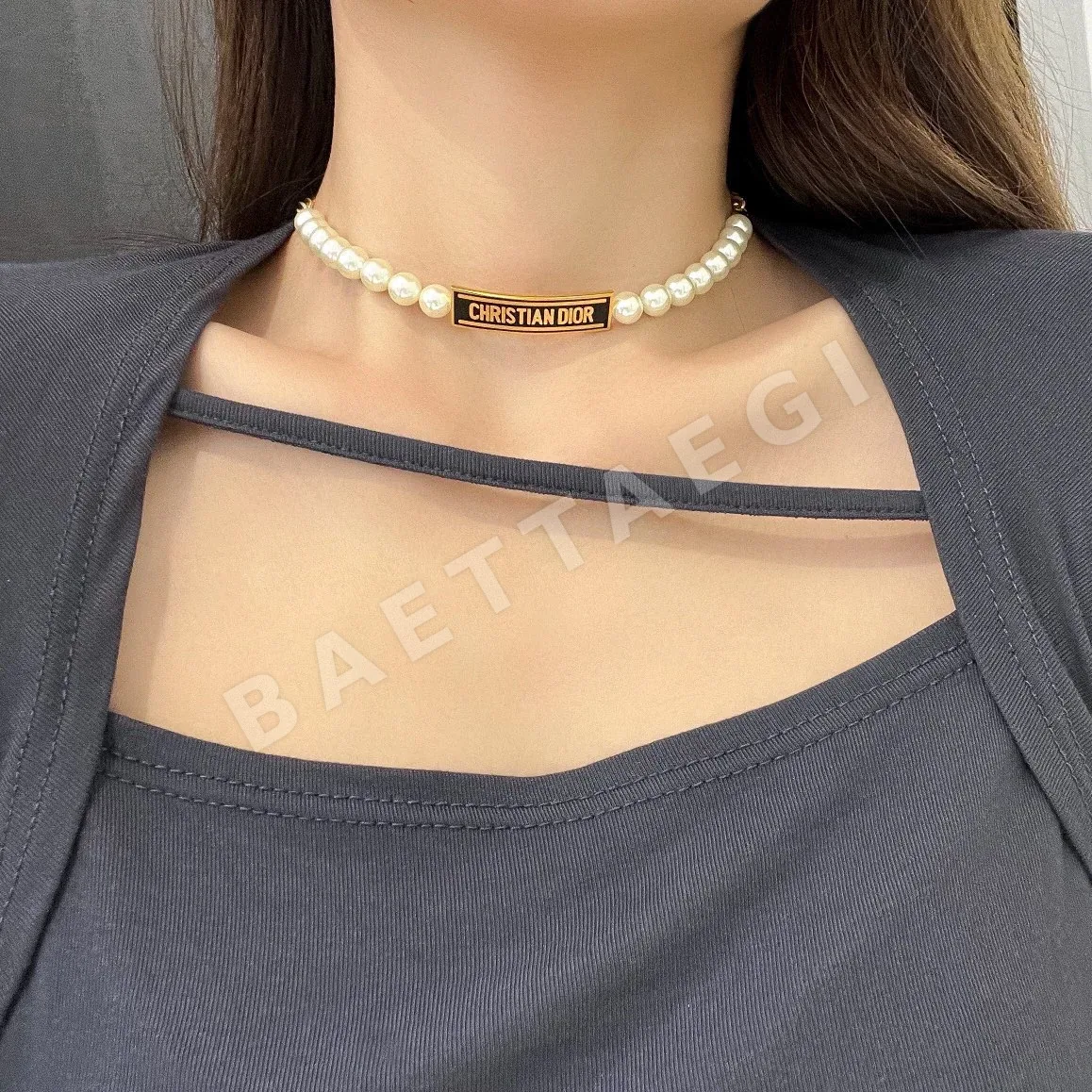 디올 스와로브스키 블루 비즈 목걸이 상세 이미지 2