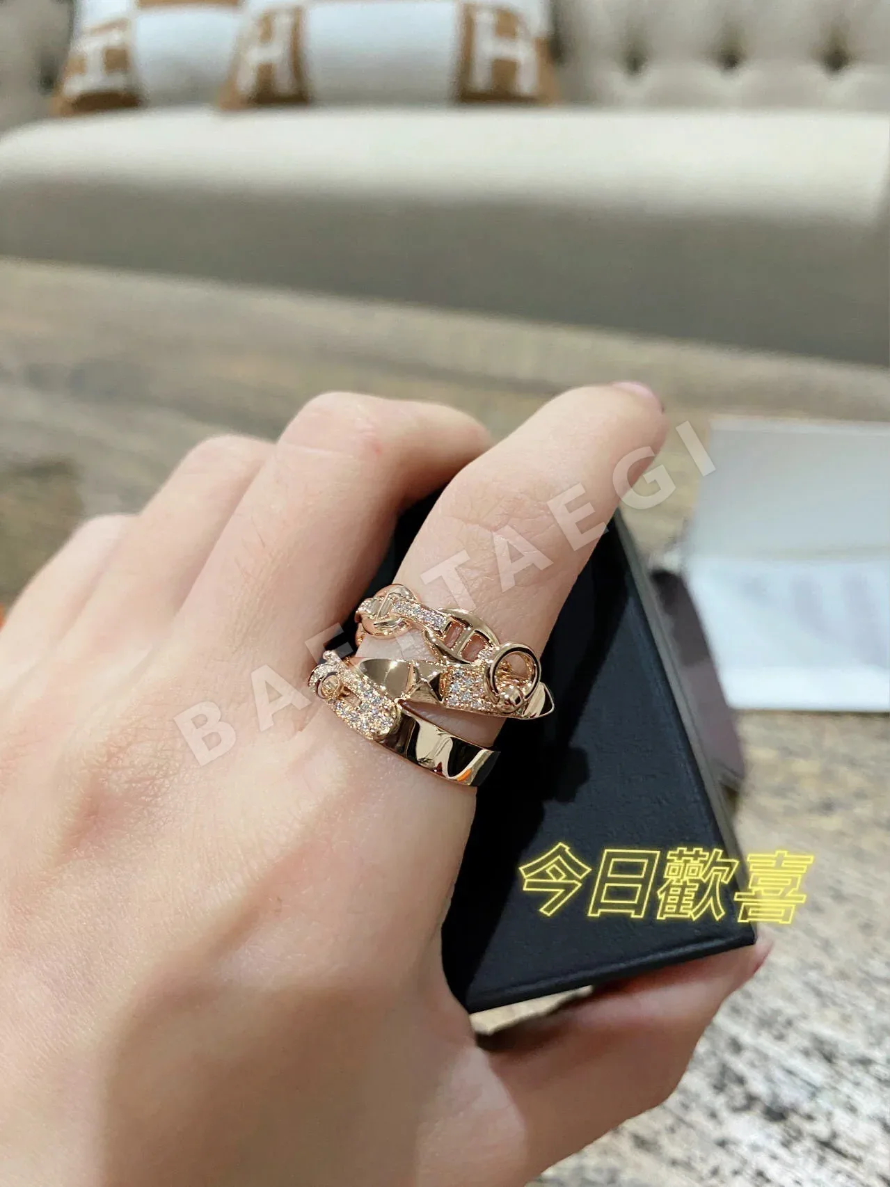 에르메스 돼지코 금도금 반지 상세 이미지 7