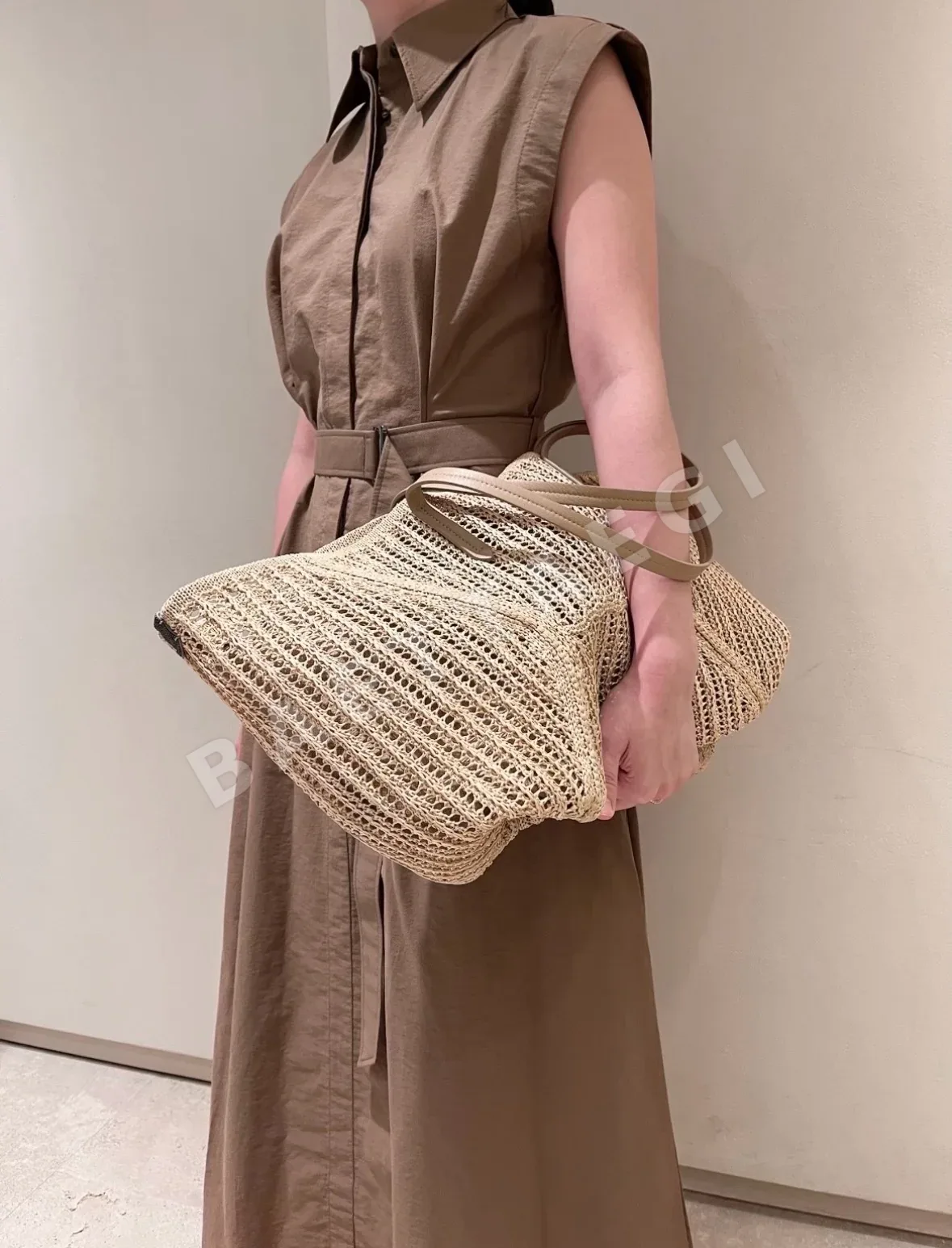 브루넬로쿠치넬리 브라운 노슬리브 A라인 원피스 상세 이미지 3