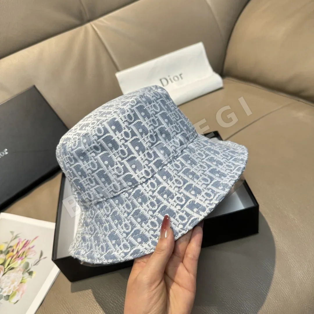 디올 자카드 데님 버킷 햇 모자 상세 이미지 3