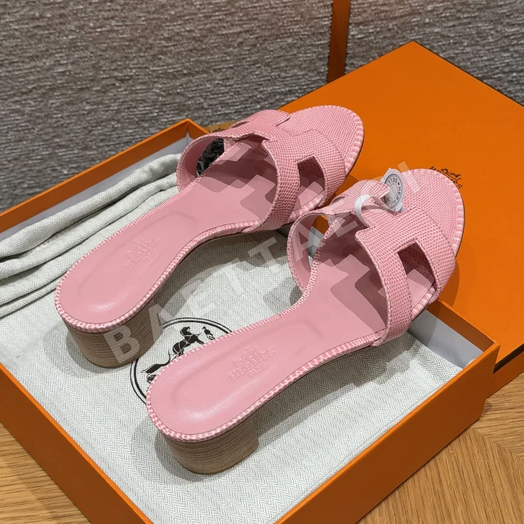 에르메스 오아시스 샌들 사쿠라핑크 도마뱀가죽 하이힐 상세 이미지 6