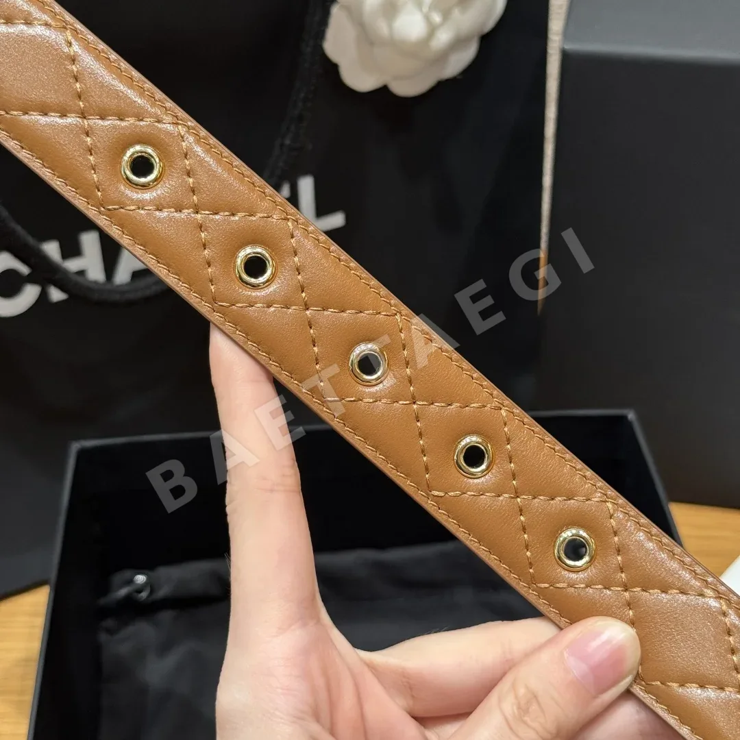 샤넬 더블 C 메탈 로고 램스킨 벨트 상세 이미지 6