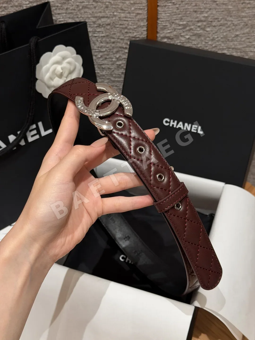 샤넬 가죽 더블 C 장식 벨트 상세 이미지 3