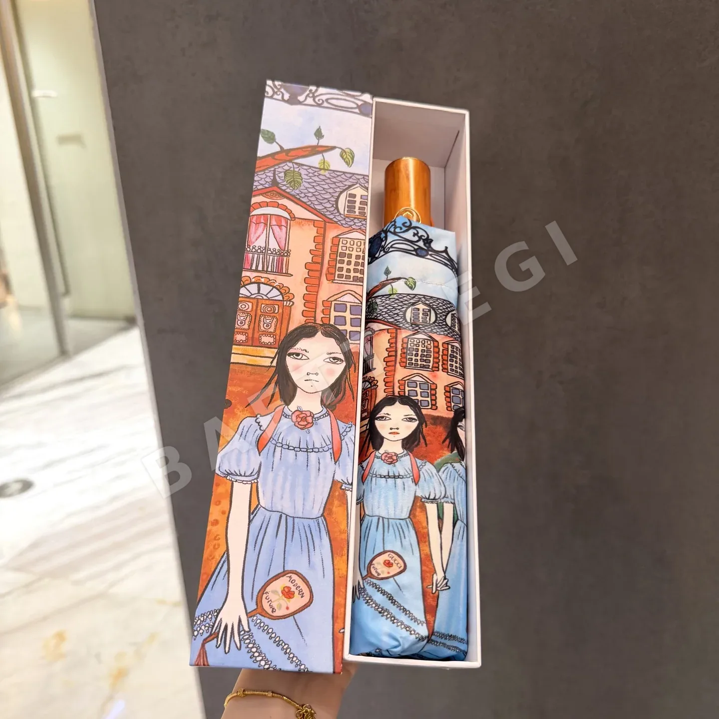 구찌 3단 완전 자동 접이식 우산 85508