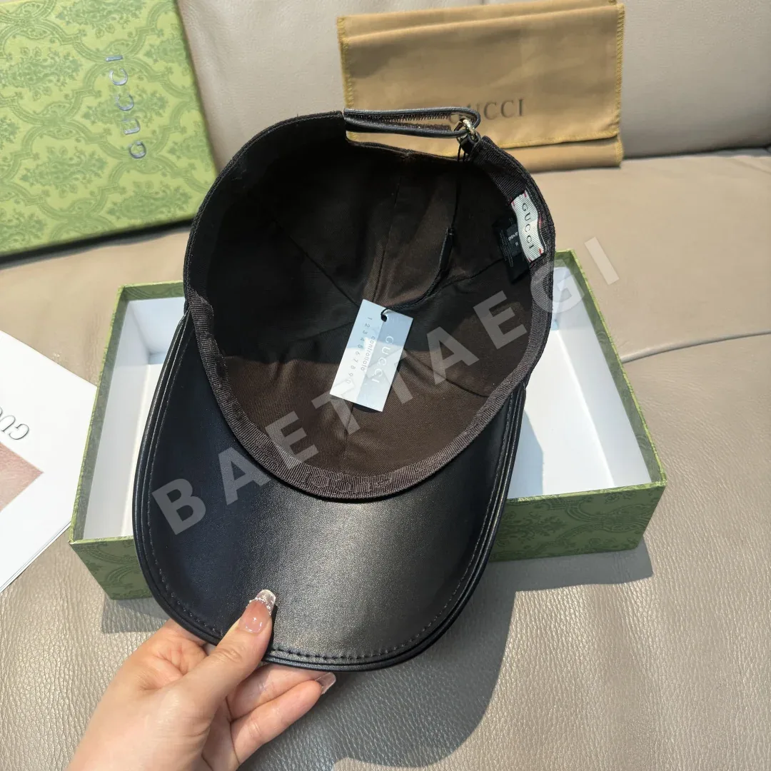 구찌 더블 G 로고 가죽 트림 베이스볼 캡 상세 이미지 7