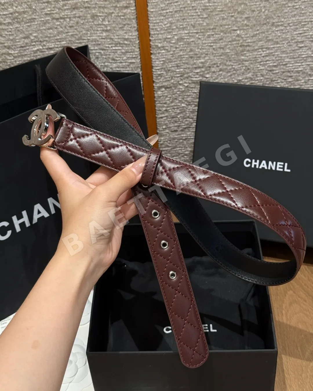샤넬 퀼팅 램스킨 더블 C 메탈 버클 벨트 상세 이미지 9