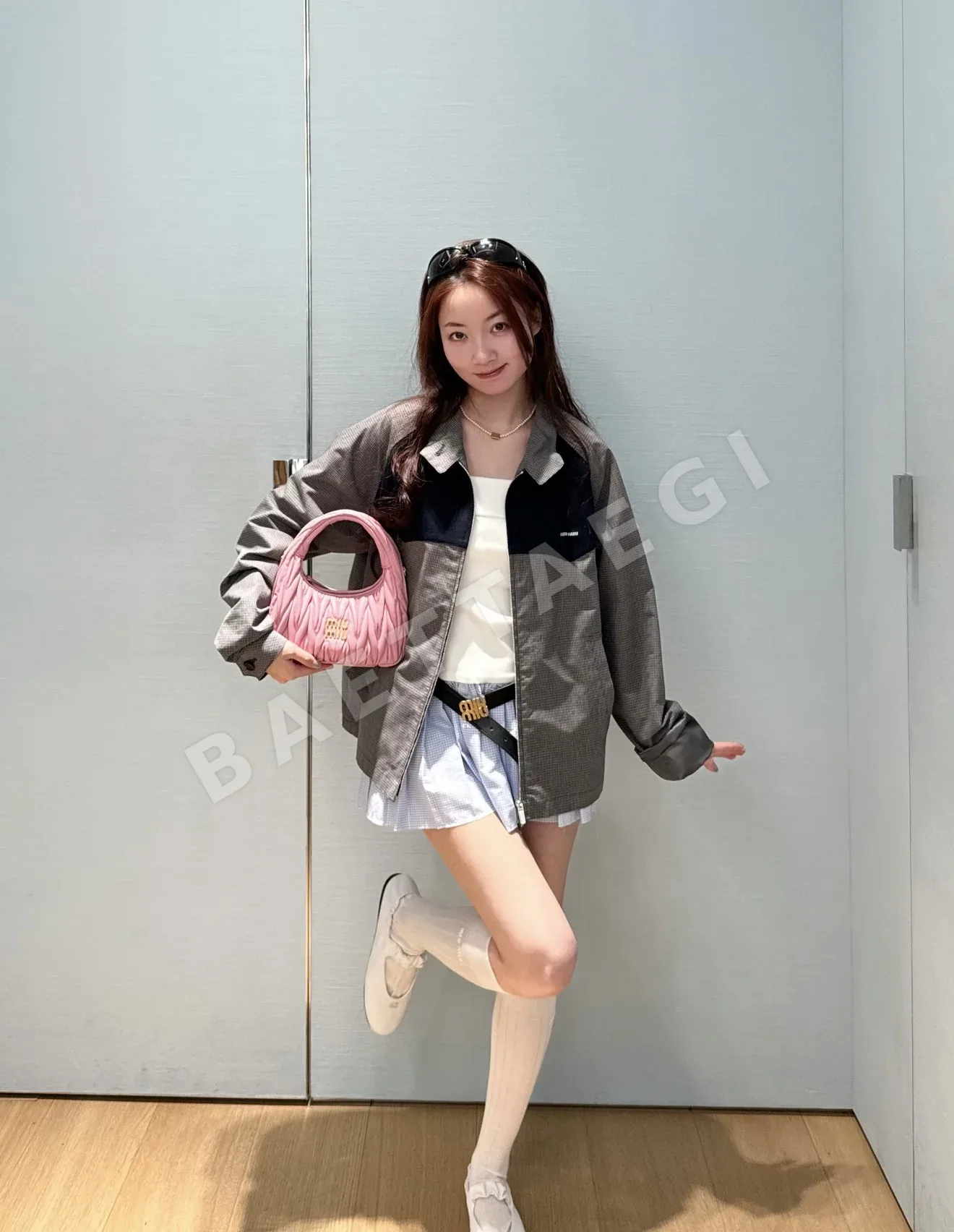 미우미우 체크 패치워크 울 자켓 상세 이미지 9