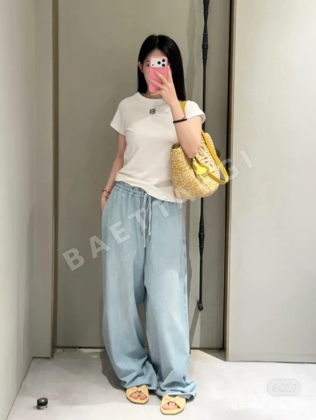 로에베 와이드 레그 코튼 여성 바지 상세 이미지 3