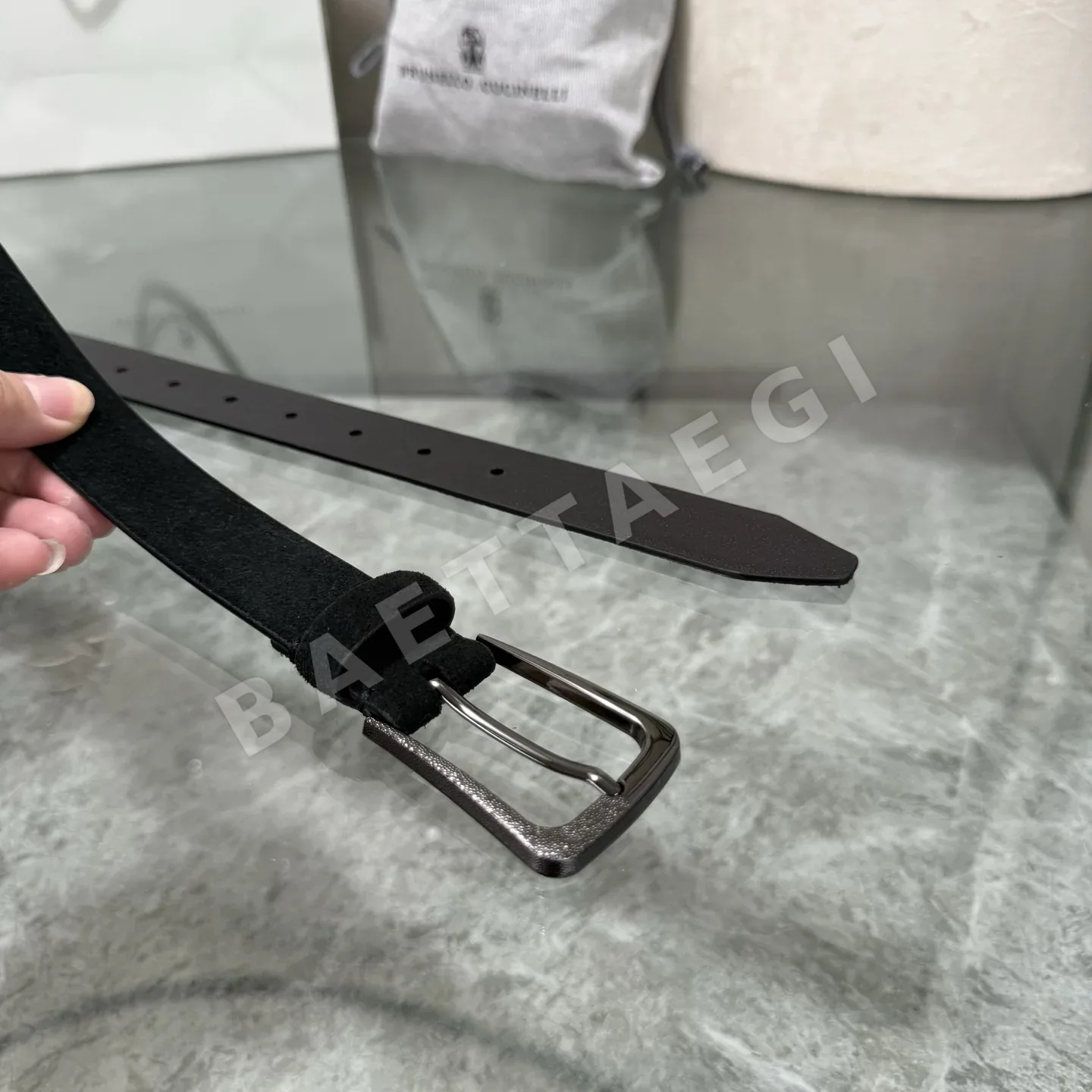 브루넬로쿠치넬리 와이드 소가죽 벨트 상세 이미지 4