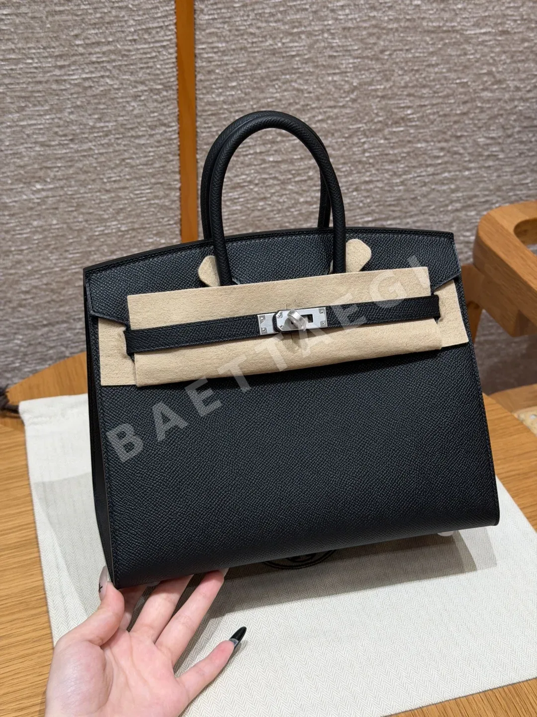 에르메스 버킨 25 블랙 엡솜 가죽 가방 166718