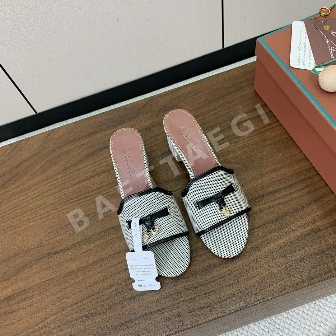 로로피아나 컬러 블록 미드힐 뮬 상세 이미지 3
