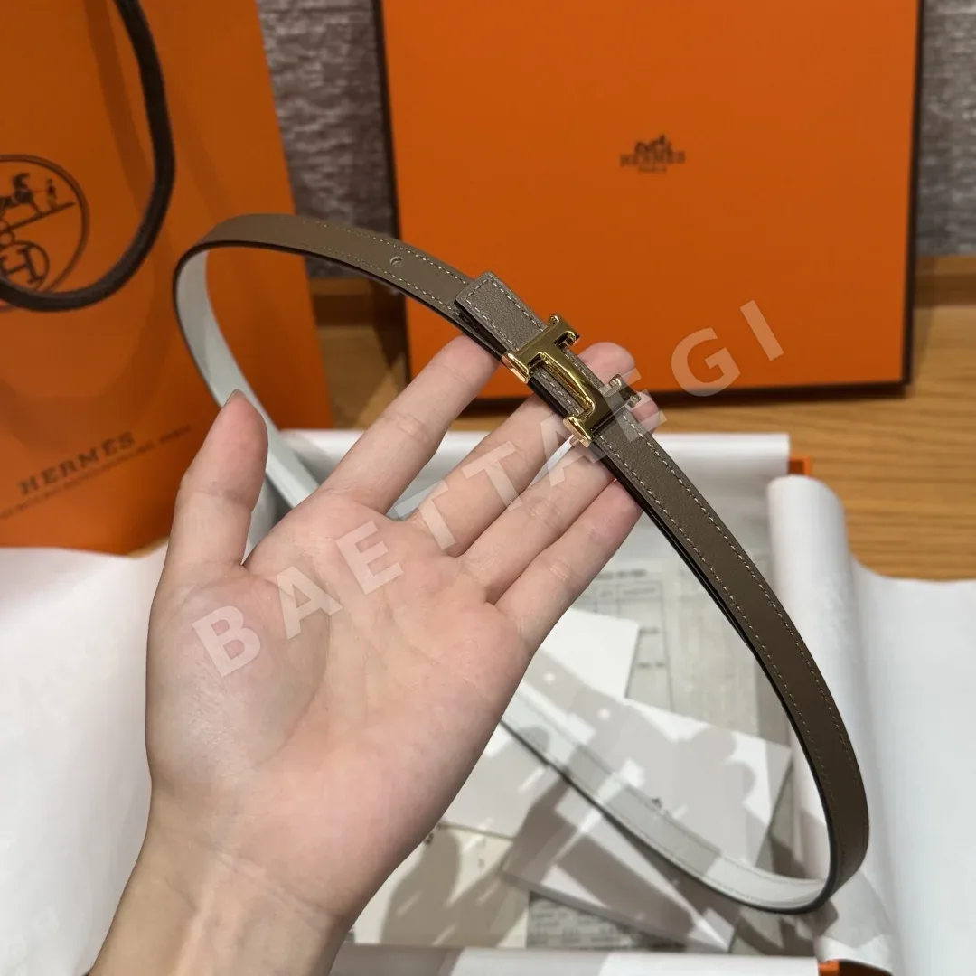 에르메스 미니 H 버클 양면 가죽 벨트 상세 이미지 4