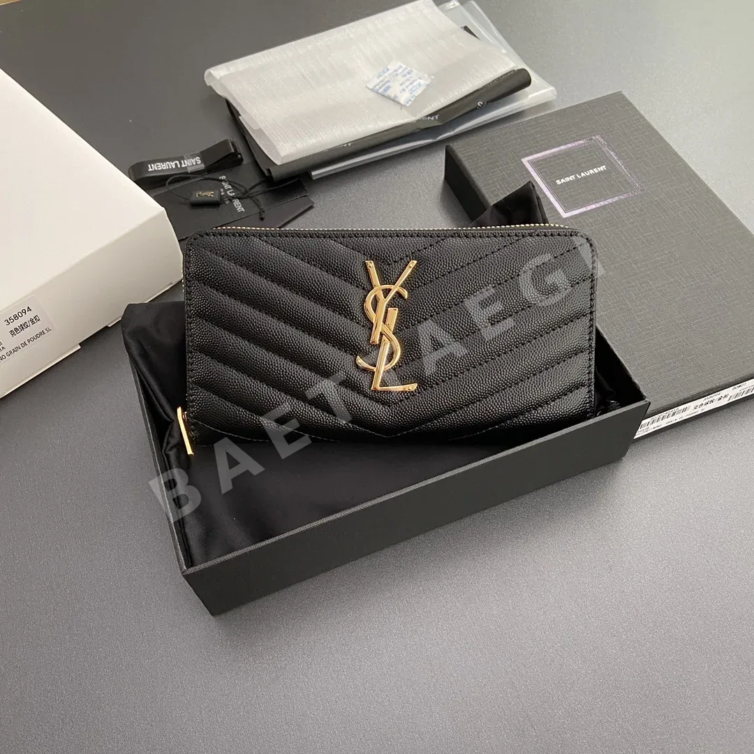 생로랑 YSL 로고 자카드 엠보싱 지퍼 지갑 22958