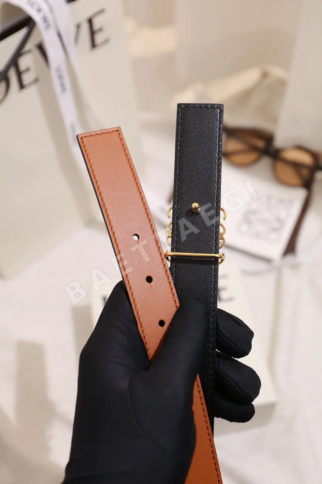 로에베 그레인 카프스킨 여성용 벨트 상세 이미지 7