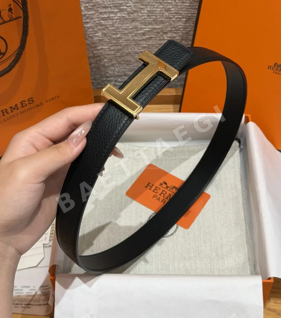 에르메스 H 버클 슬림 여성용 양면 가죽 벨트 상세 이미지 3