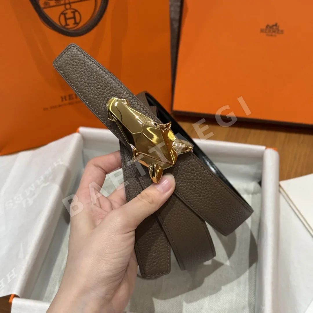에르메스 시뉴 잉클 링크 버클 양면 가죽 벨트 상세 이미지 3