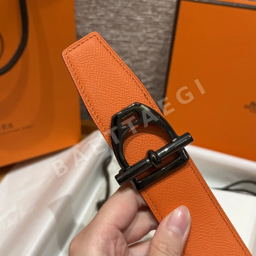 에르메스 앱송 가죽 양면 남성용 금속 버클 벨트 상세 이미지 7