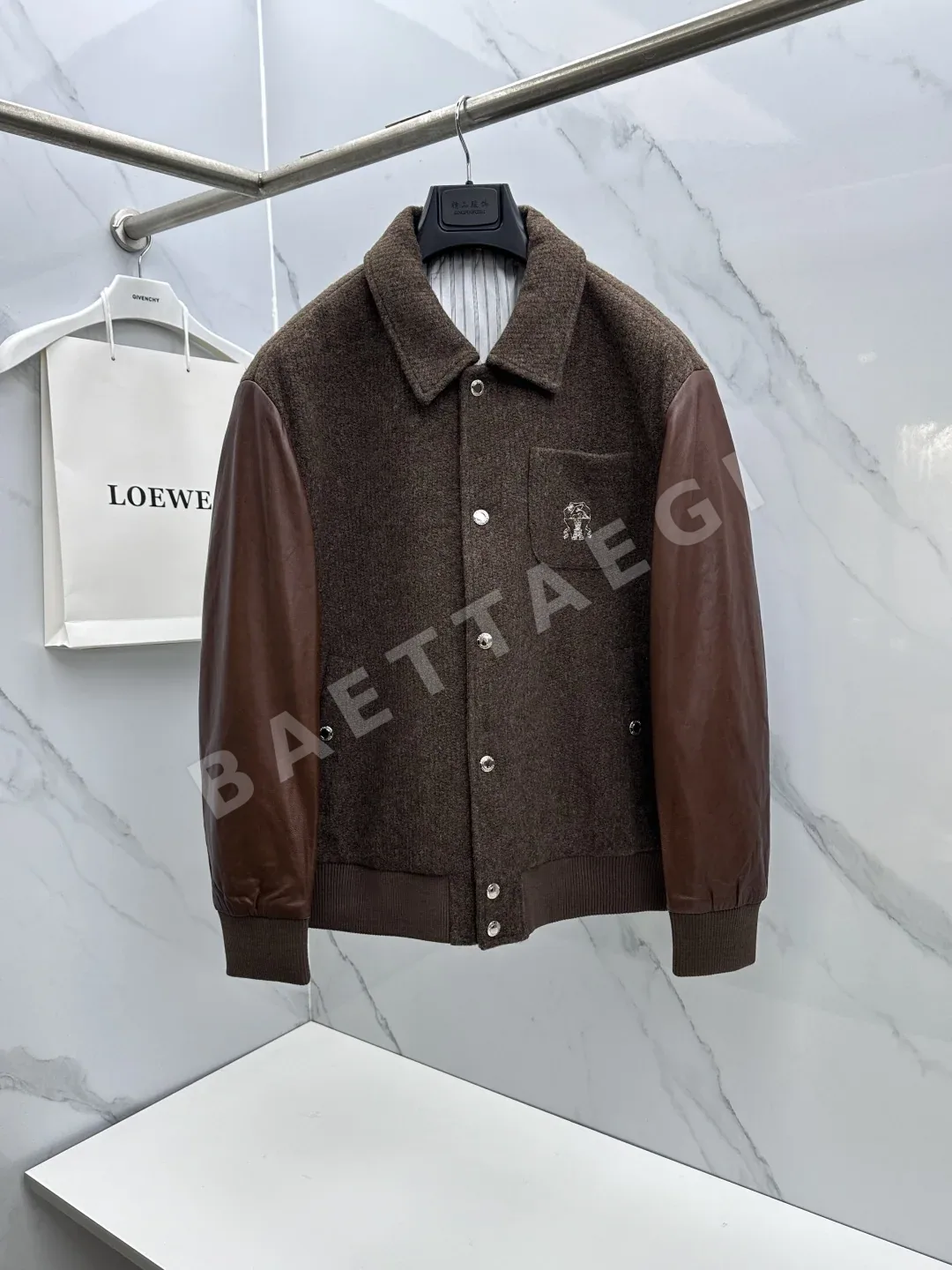 브루넬로쿠치넬리 시어스킨 라펠 울 자켓 207589