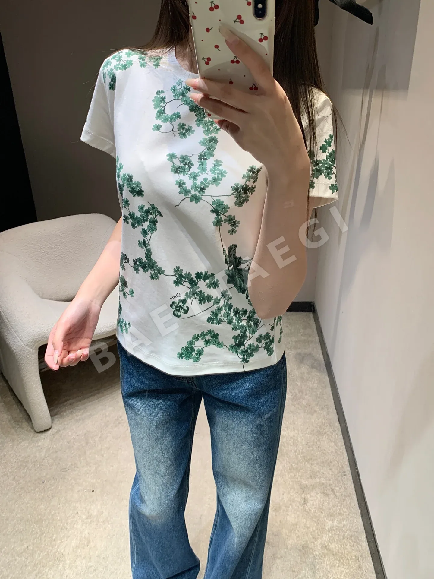디올 꽃무늬 크루넥 코튼 반팔 티셔츠 상세 이미지 8