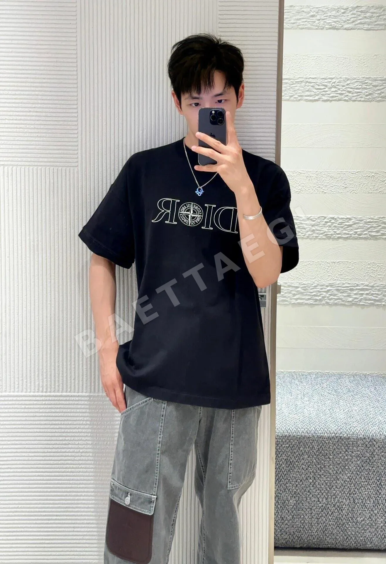 스톤아일랜드 로고 자수 크루넥 반팔 티셔츠 상세 이미지 6