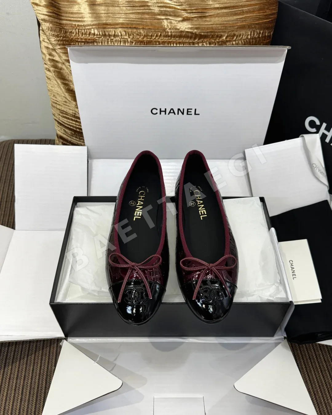 샤넬 발레리나 가죽 리본 장식 187118