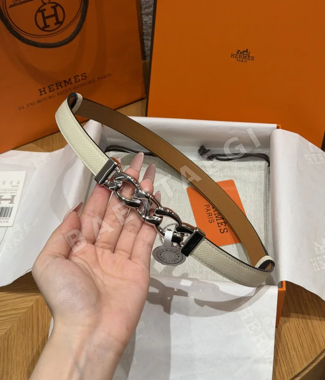 에르메스 H브랜드 메탈 버클 엡손 가죽 벨트 상세 이미지 3