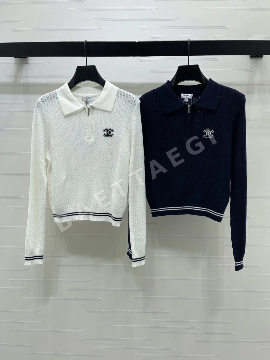 샤넬 카라 울 니트 긴소매 탑 155628