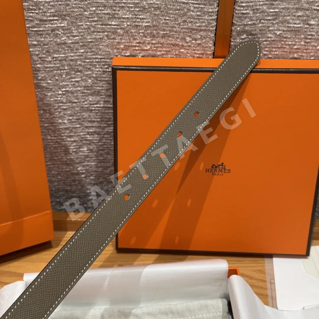 에르메스 H 메탈 버클 송아지가죽 벨트 상세 이미지 8